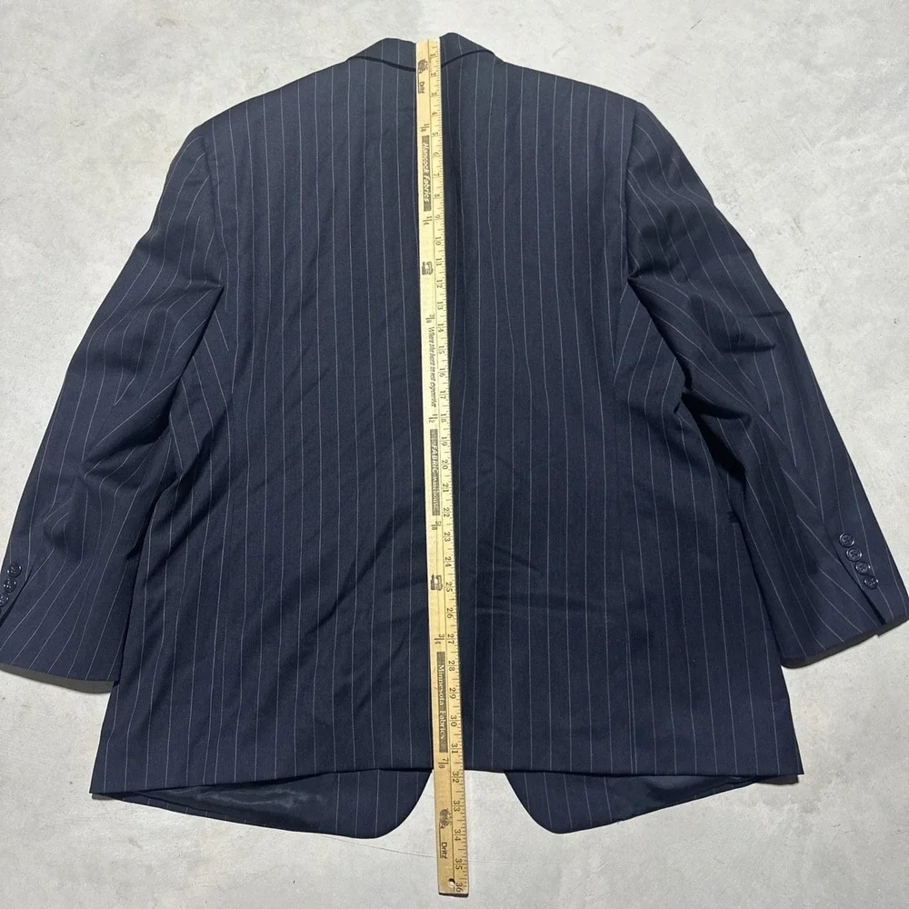 Vintage Burberrys Wool Sport Coat Suit Jacket Charcoal Black Pinstripe Approx XL